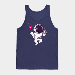 Cute Astronaut Listening Boombox In Space Cartoon Tank Top